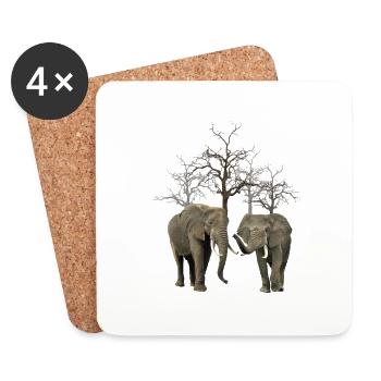 Elefanten und Bäume - Safari in Kenia / Afrika - Untersetzer (4er-Set) - Weiß - Vorne