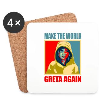 Make the world greta again climate strike - Coasters (set of 4) - white - Front