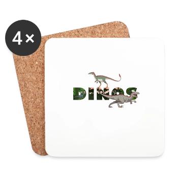 Dinosaurier Dinos Tyrannosaurus Allosaurus - Untersetzer (4er-Set) - Weiß - Vorne