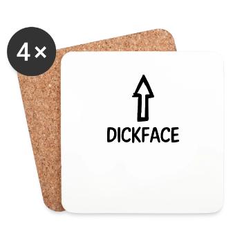 Face de queue - visage de cul - ironie - cadeau - Dessous de verre (lot de 4) - blanc - Devant