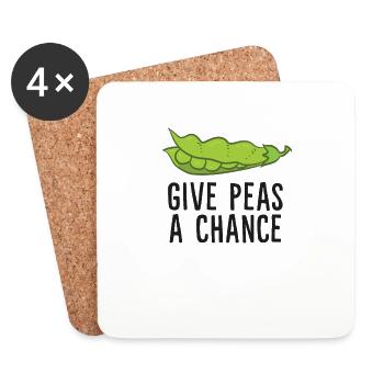 Donnez aux pois une chance Pois végétariens végétaliens - Dessous de verre (lot de 4) - blanc - Devant