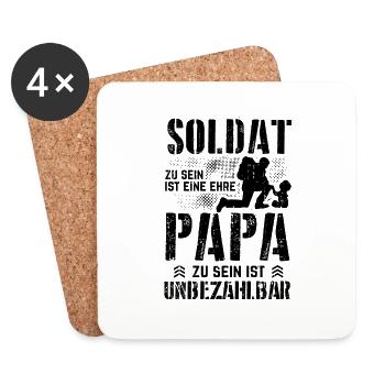 Soldat Papa Sohn - Bundeswehr Ehre Soldaten Vater - Untersetzer (4er-Set) - Weiß - Vorne