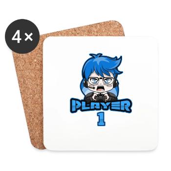 Matching Gamer Couple Player 1 Player 2 - Coasters (set of 4) - white - Front