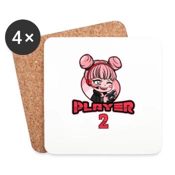Matching Gamer Couple Player 1 Player 2 - Coasters (set of 4) - white - Front
