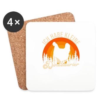 Ich habe kleine Dinosaurier Hühner Chicken Hahn - Untersetzer (4er-Set) - Weiß - Vorne