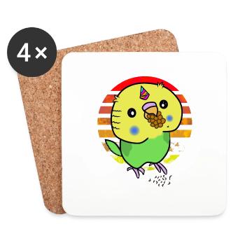 Budgie unicorn - Coasters (set of 4) - white - Front