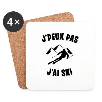 J'peux pas j'ai ski - Dessous de verre (lot de 4) - blanc - Devant