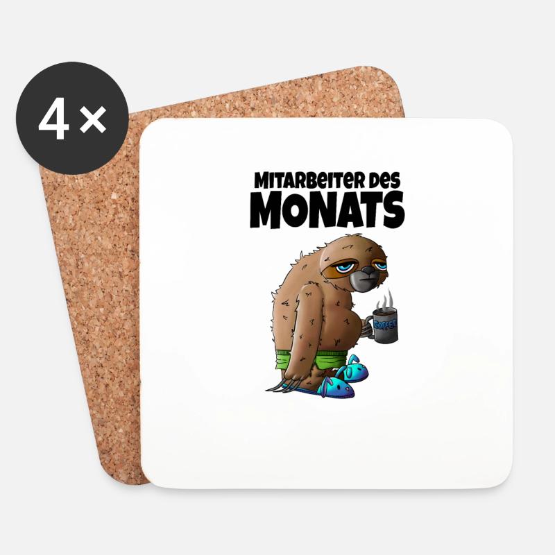Mitarbeiter des Monats - Faultier - Untersetzer (4er-Set) - Weiß