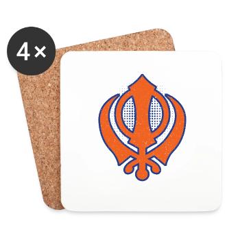 Khanda modernes Punjabi - Sikhismus Sikh Geschenk - Untersetzer (4er-Set) - Weiß - Vorne