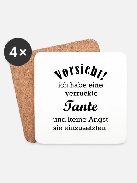 VORSICHTcrazyTante - Untersetzer (4er-Set) - Weiß