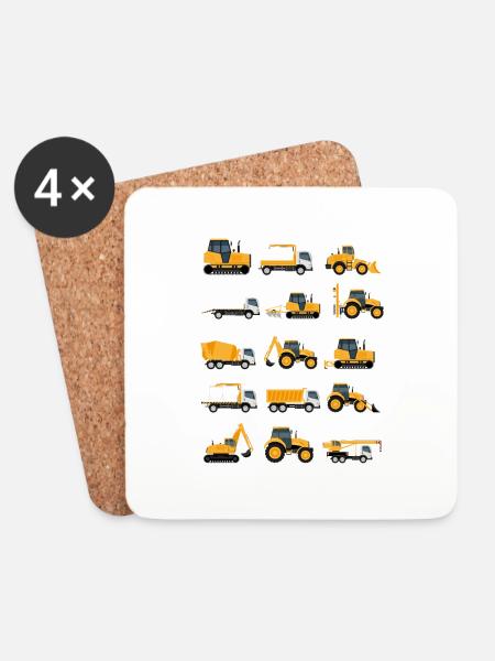 Baustelle Baufahrzeuge Sammlung Bagger Geschenk - Untersetzer (4er-Set) - Weiß