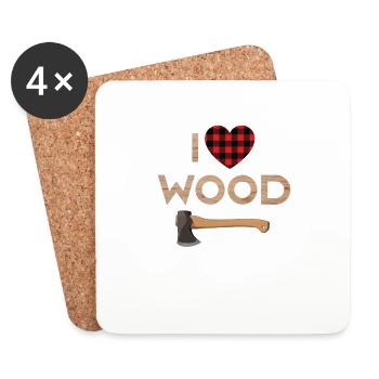 I Love Wood Funny Woodworker Gift Forest Worker - Untersetzer (4er-Set) - Weiß - Vorne