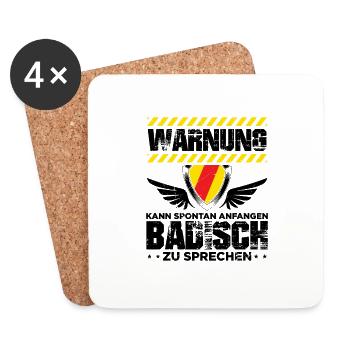 Badisch | Karlsruhe Baden Badener Heimat Geschenke - Untersetzer (4er-Set) - Weiß - Vorne