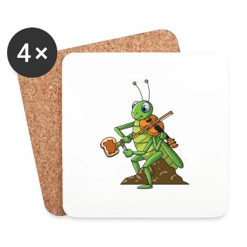 Geige Grille Geigenspieler Multitasking Brot - Untersetzer (4er-Set) - Weiß - Vorne