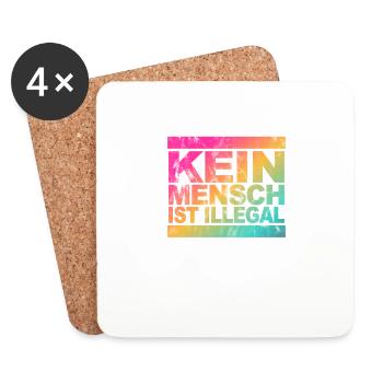 Kein Mensch ist illegal - Gegen Rechts - FCK NZS - Untersetzer (4er-Set) - Weiß - Vorne