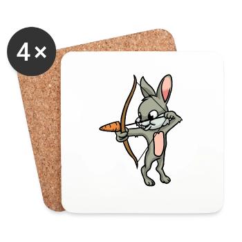Archery Rabbit Arrow And Bow Carrot Sport - Coasters (set of 4) - white - Front