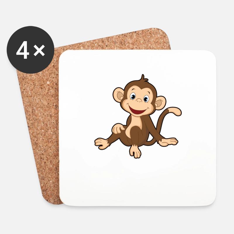 Äffchen Affe Geschenk - Untersetzer (4er-Set) - Weiß