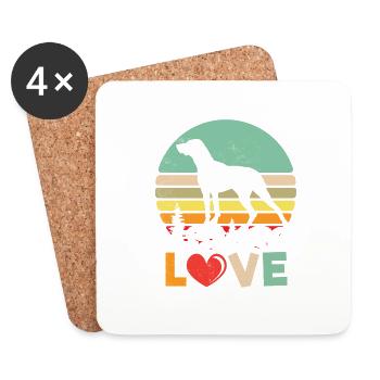 Retro Love German Shorthaired Pointer Dog Shirt - - Coasters (set of 4) - white - Front
