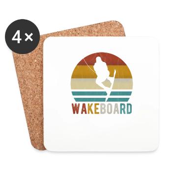 Wakeboard wakeboarder wakeboarding wake retro - Coasters (set of 4) - white - Front