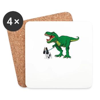Netter T Rex Dinosaurier Hund Walking Cocker Spaniel Boy - Untersetzer (4er-Set) - Weiß - Vorne