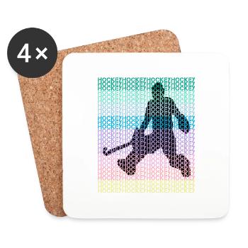 hockey because I can goal goalkeeper field fun colorful - Coasters (set of 4) - white - Front