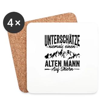 Unterschätze Niemals Einen Alten Mann Aus Skiern - Untersetzer (4er-Set) - Weiß - Vorne