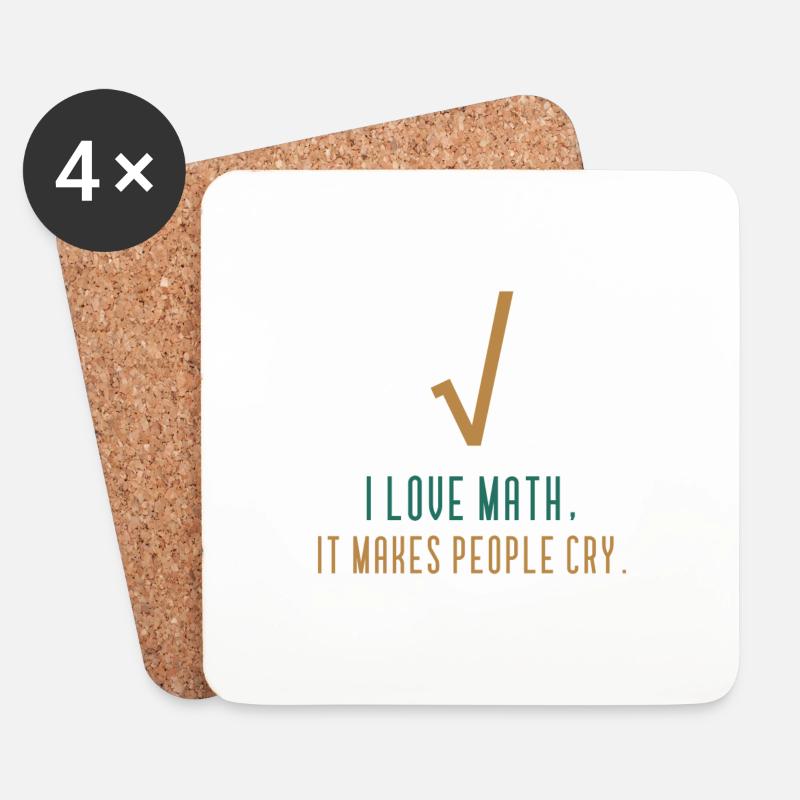 Ich Liebe Mathe - Lustiges Mathe-Zitat - Untersetzer (4er-Set) - Weiß