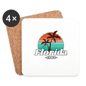Palmiers Floride 1984 - Dessous de verre (lot de 4) - blanc - Devant
