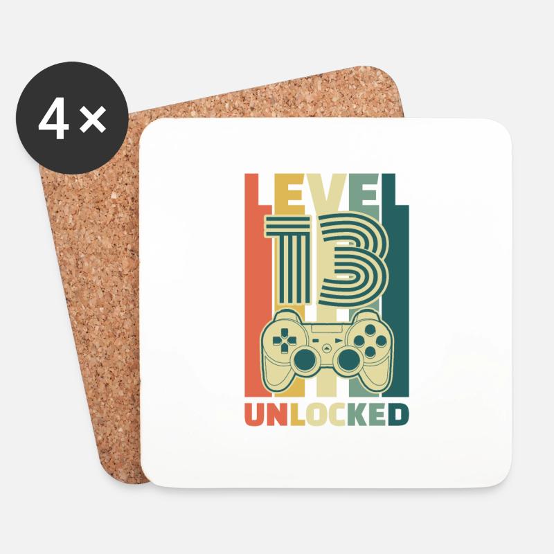 Level 13 Unlocked Geburtstag Geschenk - Untersetzer (4er-Set) - Weiß