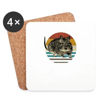 Degu Degus Nager Tier Achtziger retro vintage - Untersetzer (4er-Set) - Weiß - Vorne