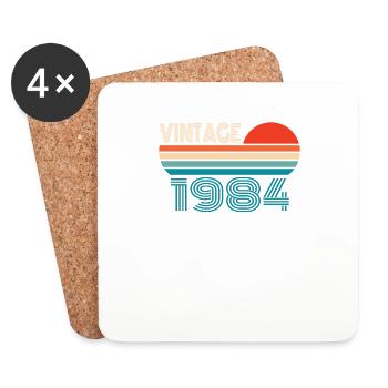 Vintage 1984 Vintage 1984 Anniversaire Rétro Vintage - Dessous de verre (lot de 4) - blanc - Devant