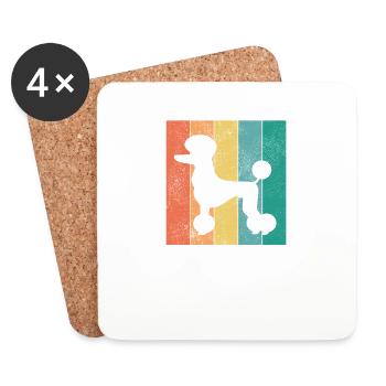 Cadeau de race de chien chiot caniche miniature rétro caniche - Dessous de verre (lot de 4) - blanc - Devant
