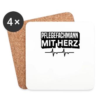 Altenpflege Krankenpflege Pflegekraft Mit Herz - Untersetzer (4er-Set) - Weiß - Vorne