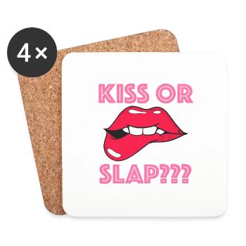 Kiss or slap - Untersetzer (4er-Set) - Weiß - Vorne