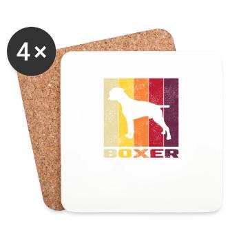 Boxer Dog Canine Retro Dog Sport Gift - Dessous de verre (lot de 4) - blanc - Devant