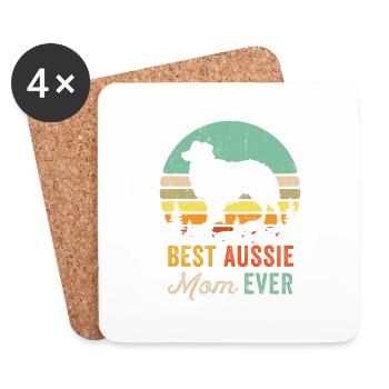 Best Australian Shepherd Mama Mom Shirt - Vintage - Coasters (set of 4) - white - Front