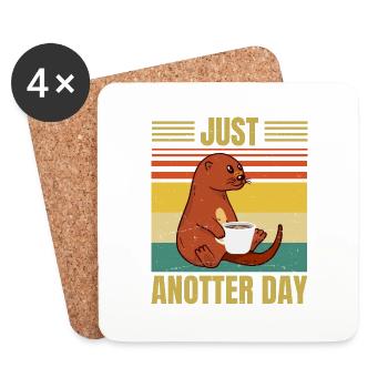 Funny Otter – Just Anotter Day - Retro Coffee - Untersetzer (4er-Set) - Weiß - Vorne