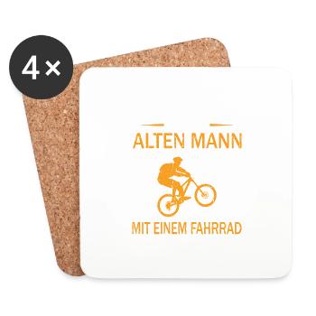 Unterschätze Niemals einen Alten Mann Fahrrad - Untersetzer (4er-Set) - Weiß - Vorne