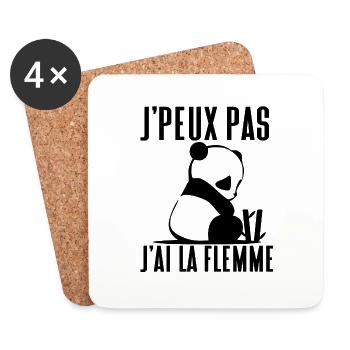 Je peux pas j'ai la flemme - j'peux pas - Dessous de verre (lot de 4) - blanc - Devant