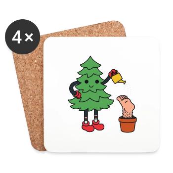 Weihnachtsbaum lustig Weihnachten lustiger Tanne - Untersetzer (4er-Set) - Weiß - Vorne
