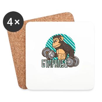 Gympanse Schimpanse Fitnessstudio Gym - Untersetzer (4er-Set) - Weiß - Vorne