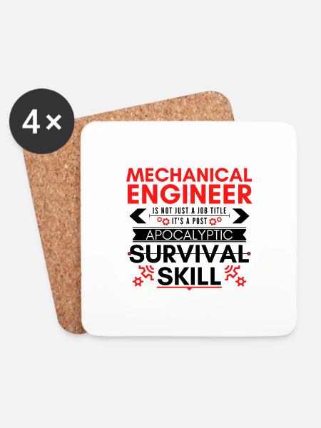 Maschinenbauingenieur ist eine Postapo-Fähigkeit - Untersetzer (4er-Set) - Weiß