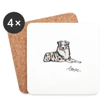 Chien de berger australien maman de chien australien - Dessous de verre (lot de 4) - blanc - Devant