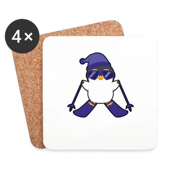Penguin skiers cute animals ski - Coasters (set of 4) - white - Front