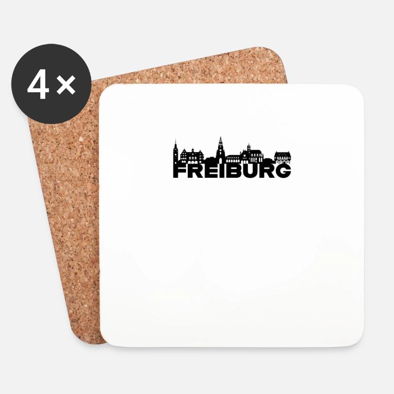 Freiburg Deutschland Skyline Geschenkidee - Untersetzer (4er-Set) - Weiß
