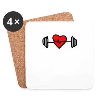 Dumbbell LOVE | Formation | Hobby | Gym - Dessous de verre (lot de 4) - blanc - Devant