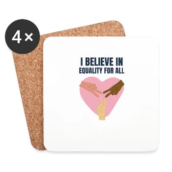 Je crois en l’égalité BLM LGBTQ - Dessous de verre (lot de 4) - blanc - Devant