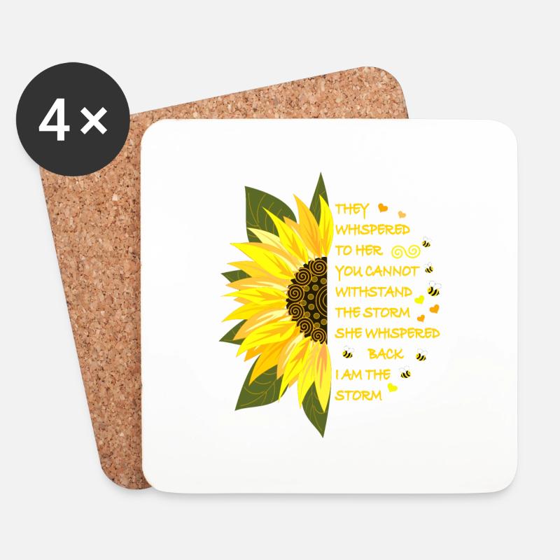 Sonnenblumen Blüte mit Text - Untersetzer (4er-Set) - Weiß