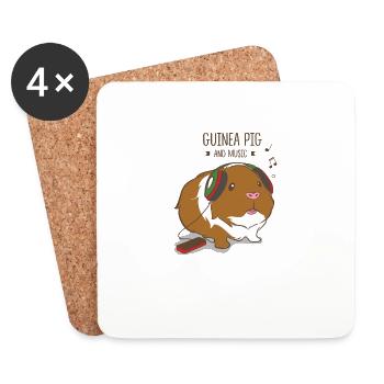 Guinea Pig and Music Nager Musik - Untersetzer (4er-Set) - Weiß - Vorne