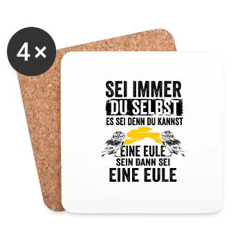 Eule Vogel Nachteule Nachtvogel Geschenk - Untersetzer (4er-Set) - Weiß - Vorne